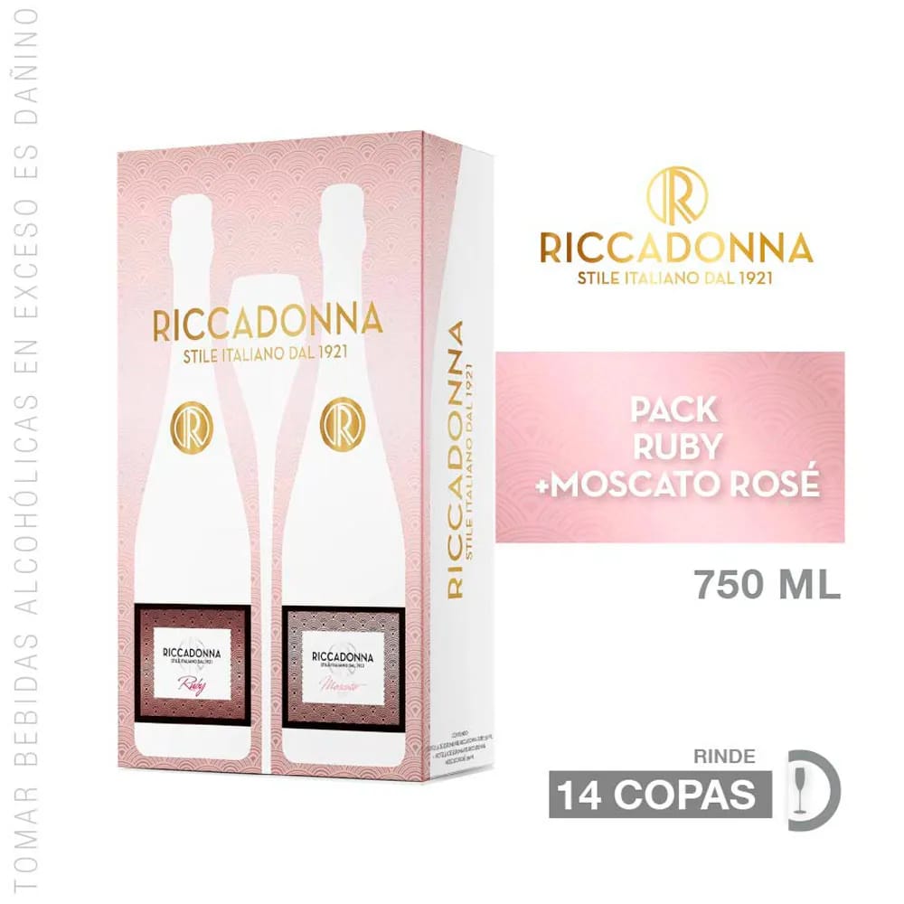 Pack RICADONNA Espumante Ruby Botella 750ml + Moscato Rose Botella 750ml
