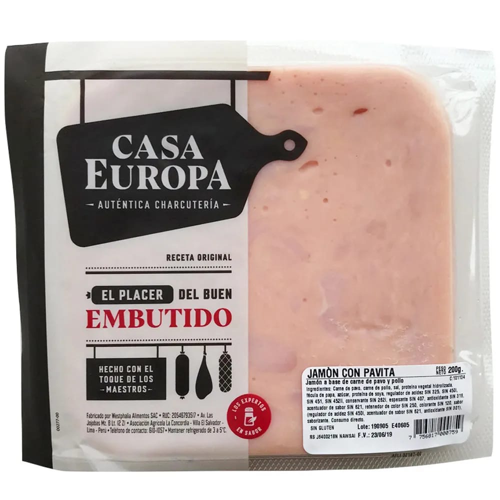 Jamón con Pavita CASA EUROPA Paquete 200g