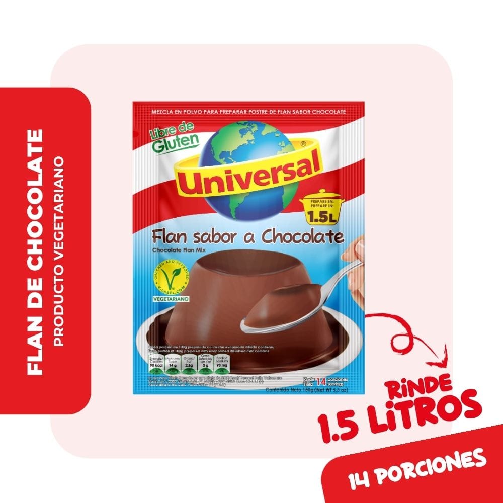 Flan UNIVERSAL Sabor a Chocolate Bolsa 150g