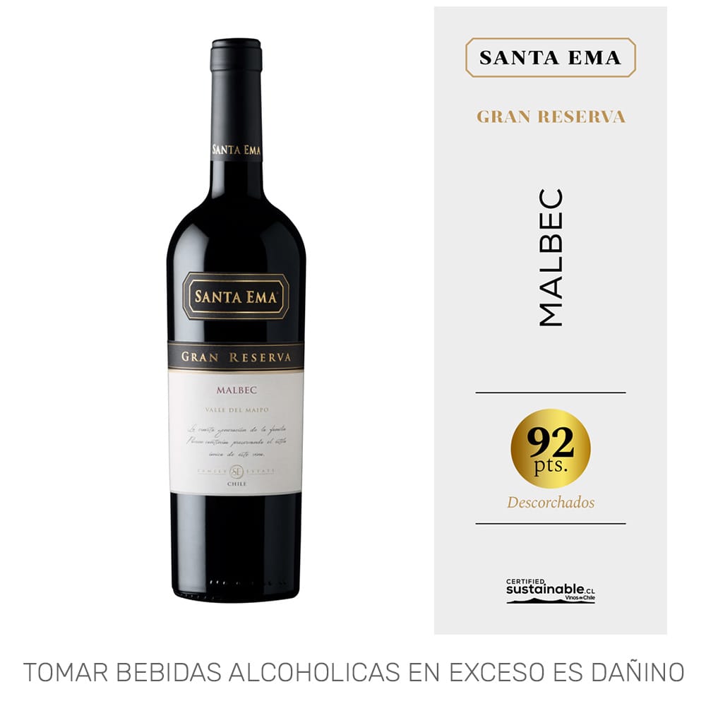 Vino Tinto SANTA EMA Gran Reserva Malbec Botella 750ml