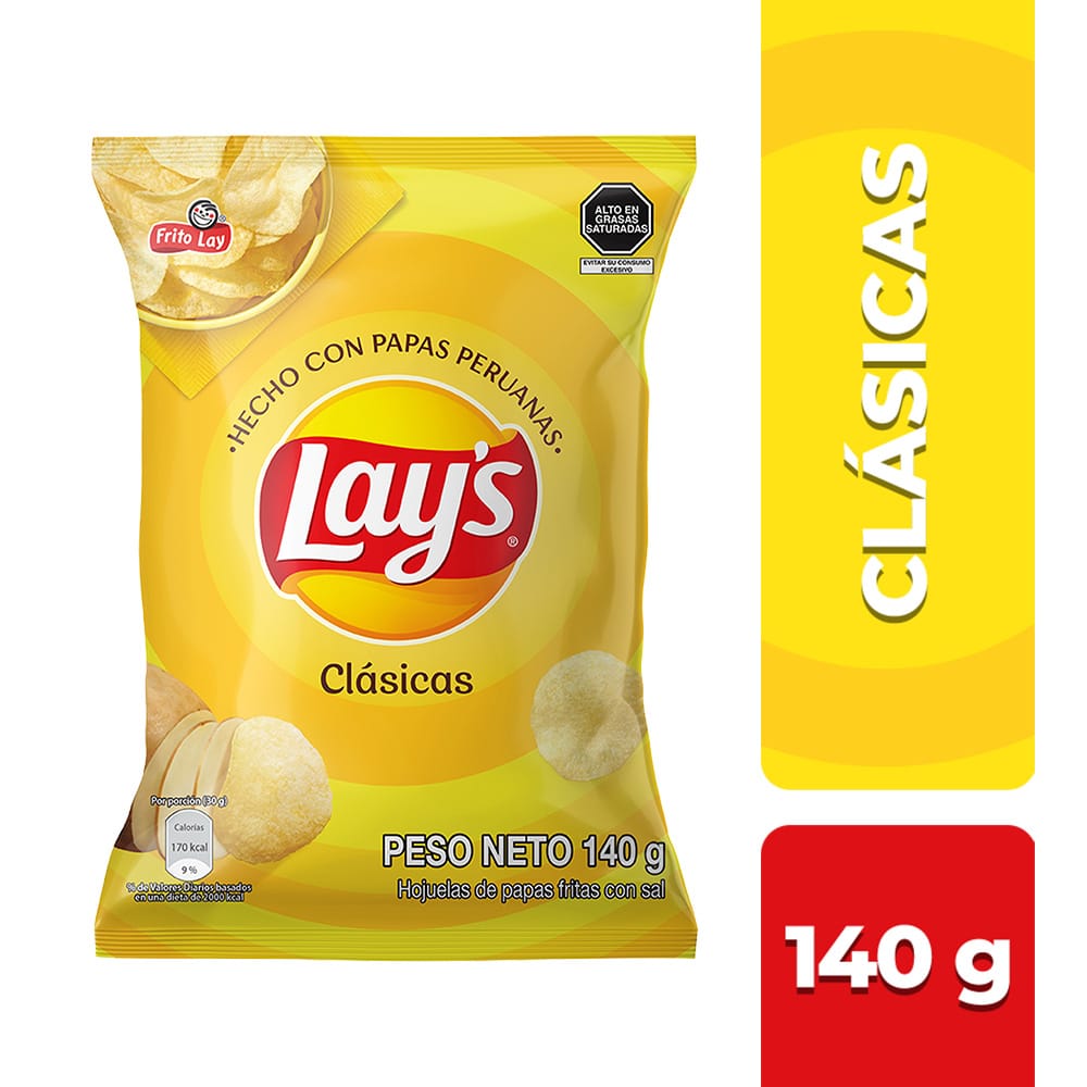 Papas Fritas LAY'S Clásicas Sal Bolsa 140g