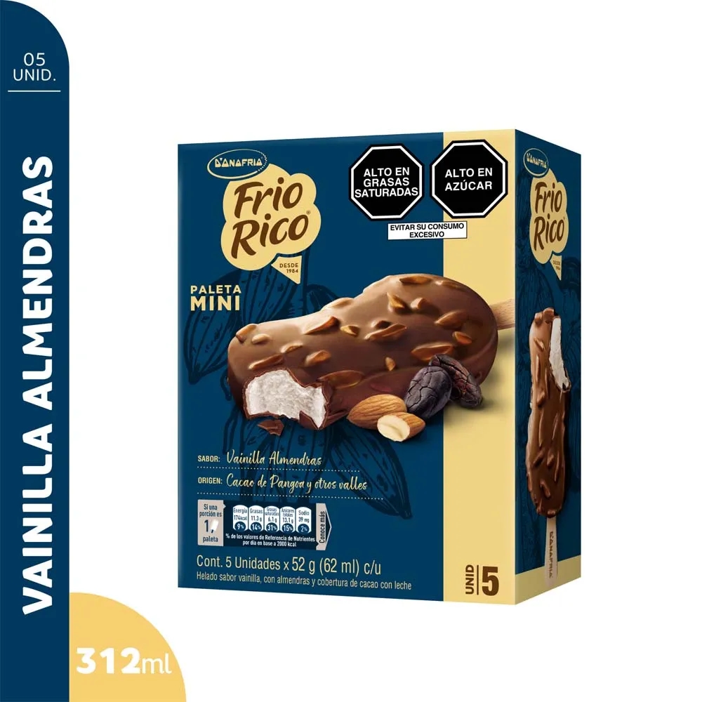 Frio Rico D'ONOFRIO Paleta Mini Sabor Vainilla Caja 5un