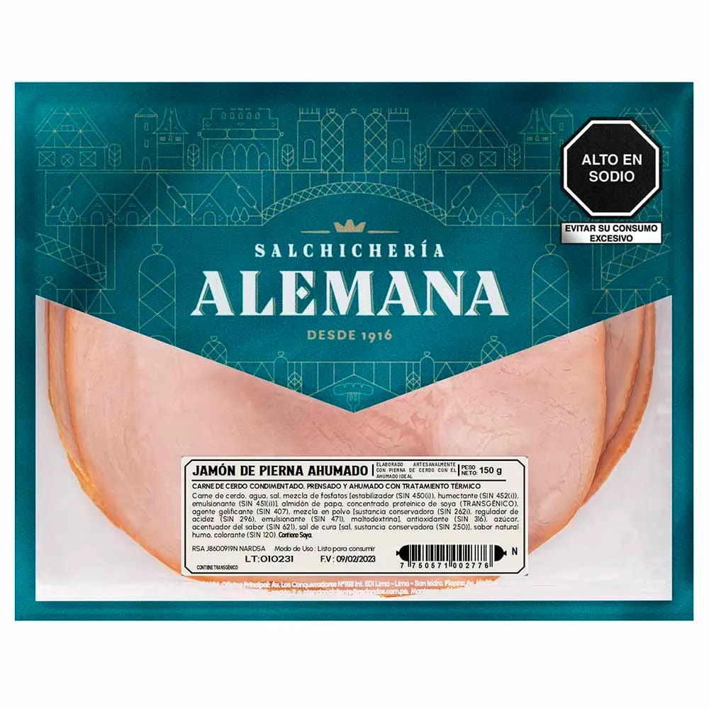 Jamón de Pierna Ahumado SALCHICHERÍA ALEMANA Paquete 150g