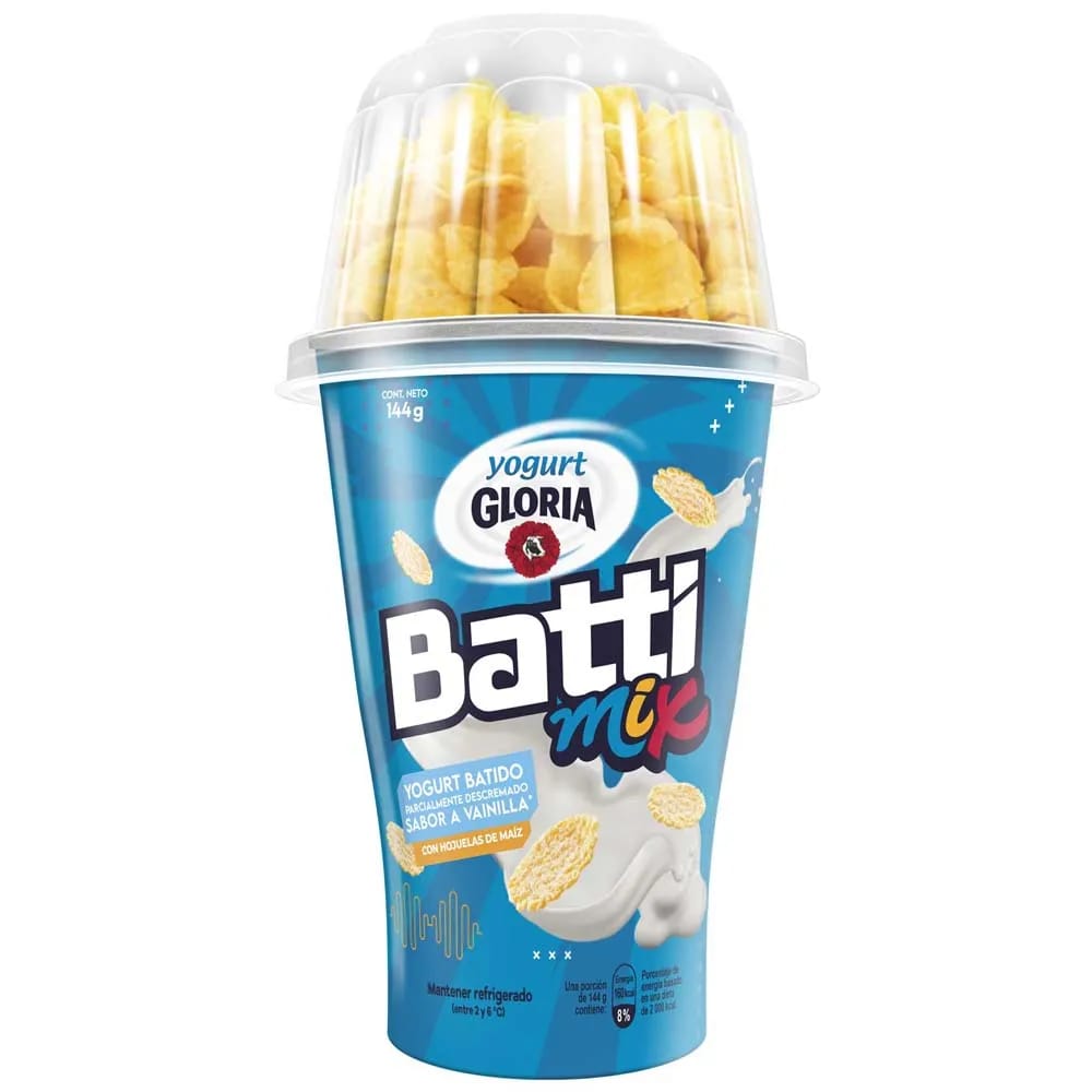 Yogur Battimix GLORIA Vainilla con Hojuelas Vaso 144g