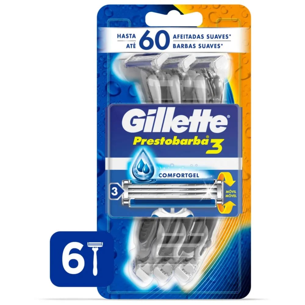 Máquina de Afeitar GILLETTE Prestobarba3 Empaque 6un