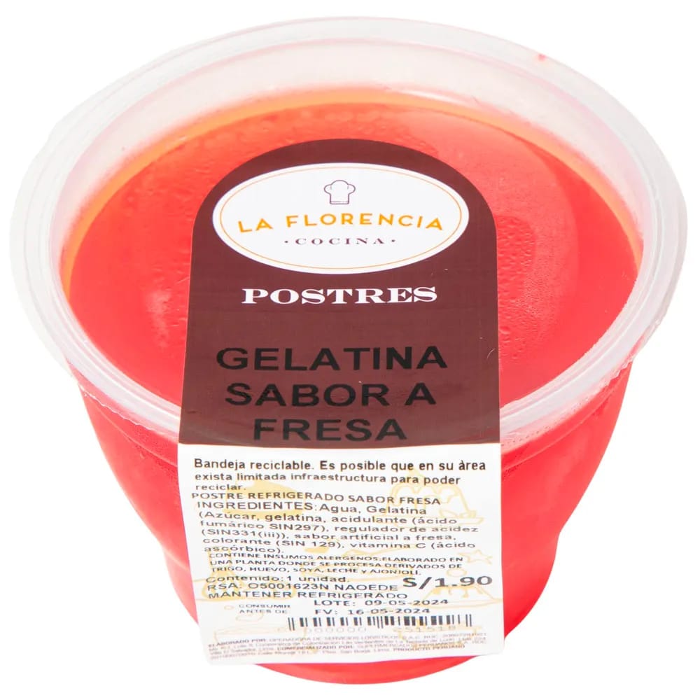 Gelatina Sabor Fresa x un