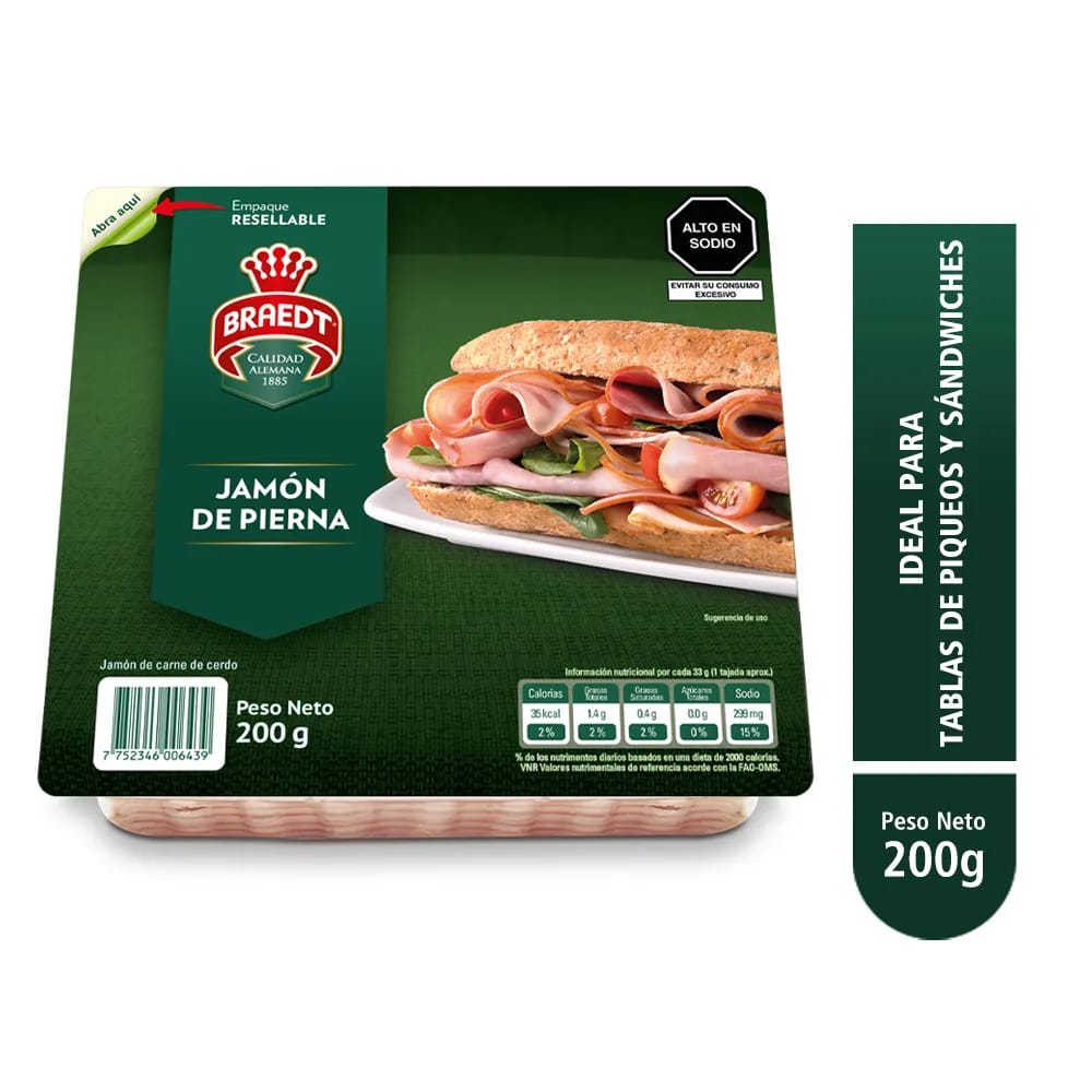 Jamón de Pierna BRAEDT Paquete 200g