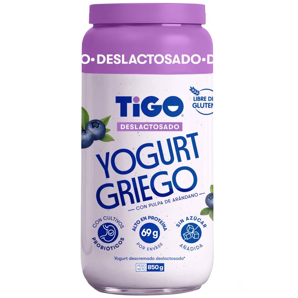 Yogurt Griego TIGO con Pulpa de Arándano Frasco 850g