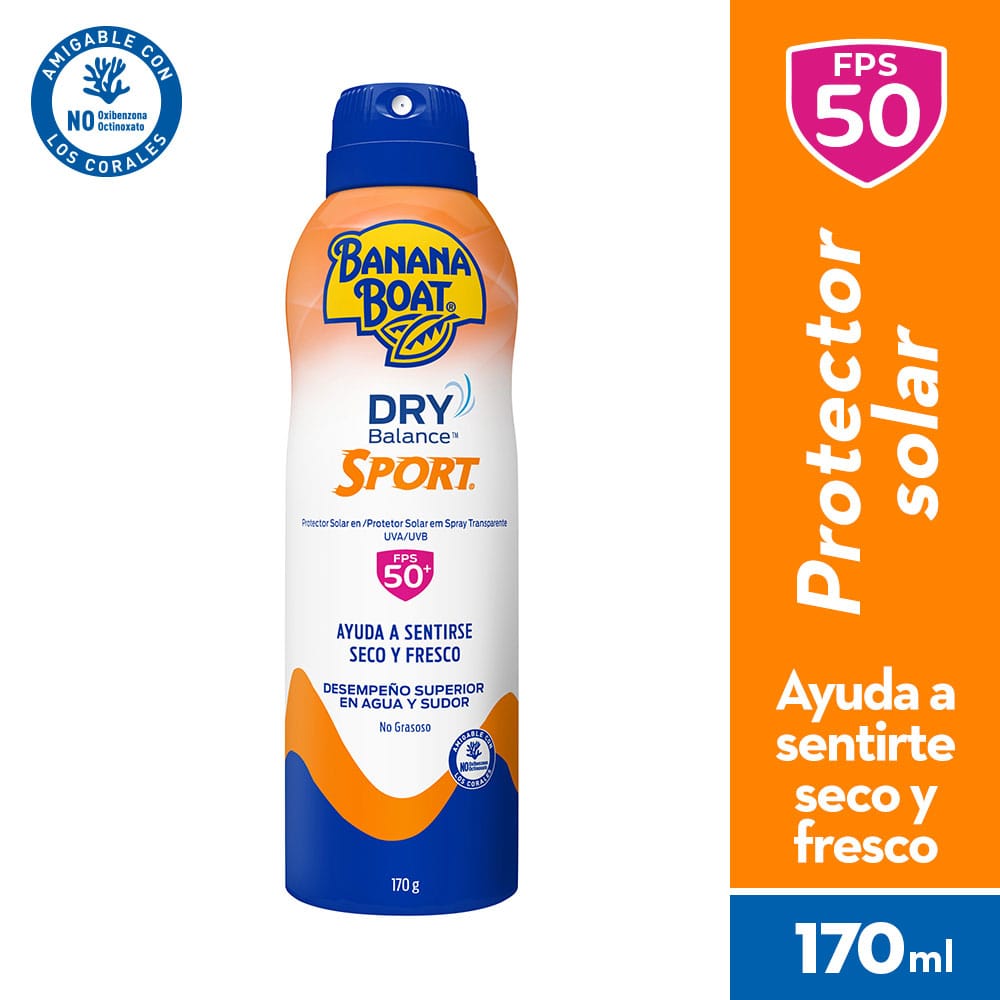 Protector Solar en Aerosol BANANA BOAT Dry Balance Sport FPS50+ Frasco 170g