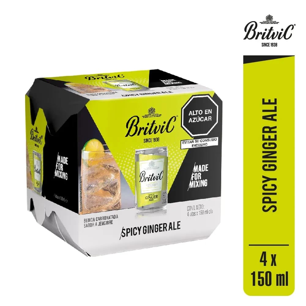 Ginger Ale BRITVIC Paquete 4un Lata 150ml