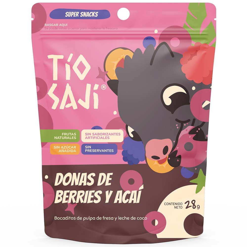 Donas Berries y Acaí TIO SAJI Bolsa 28g