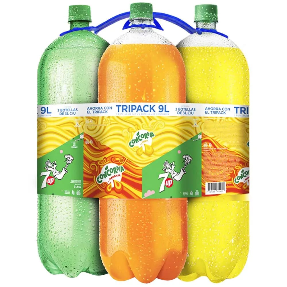 Gaseosa CONCORDIA + SEVE UP Botella 3L Paquete 3un