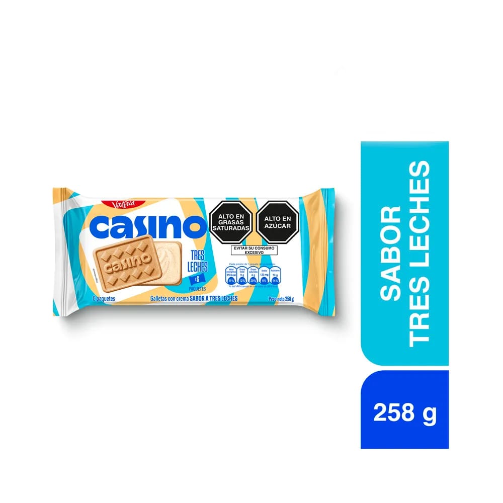 Galleta CASINO Sabor Tres leches Bolsa 43g Paquete 6un
