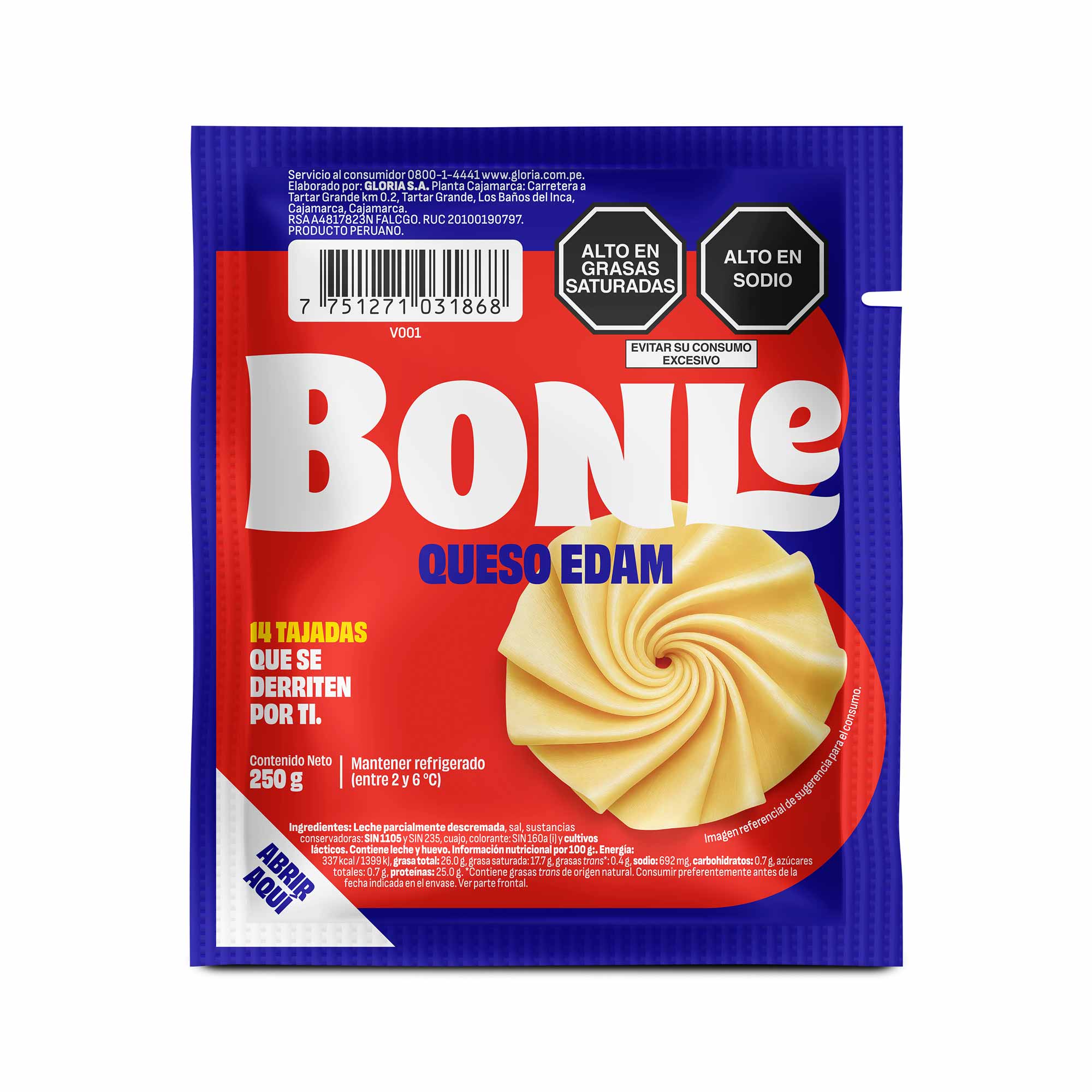 Queso Edam BONLÉ Paquete 250g