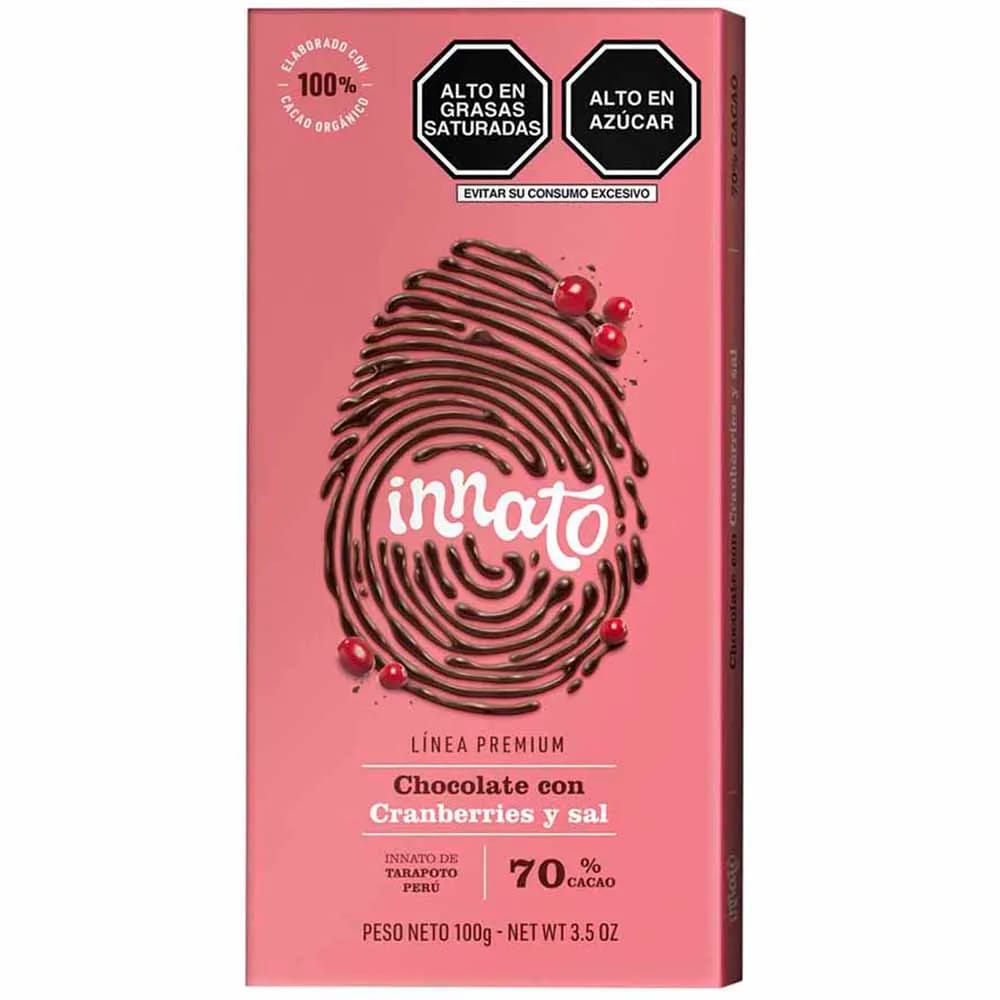 Chocolate Bitter INNATO Cranberries y Sal Bolsa 80g