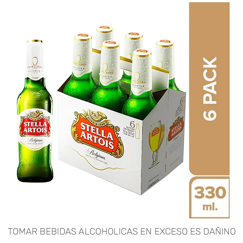 Cerveza STELLA ARTOIS Botella 330ml 6 Pack