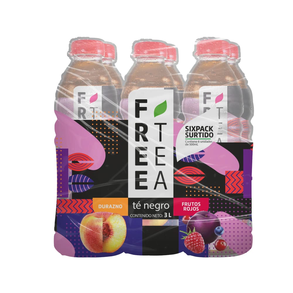 Té Negro FREE TEA Frutos Rojos Botella 500ml Paquete 6un