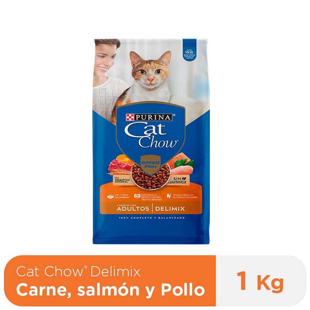 Alimento para Gato CAT CHOW Adulto Sabor Carne, Salmón y Pollo Bolsa 1Kg