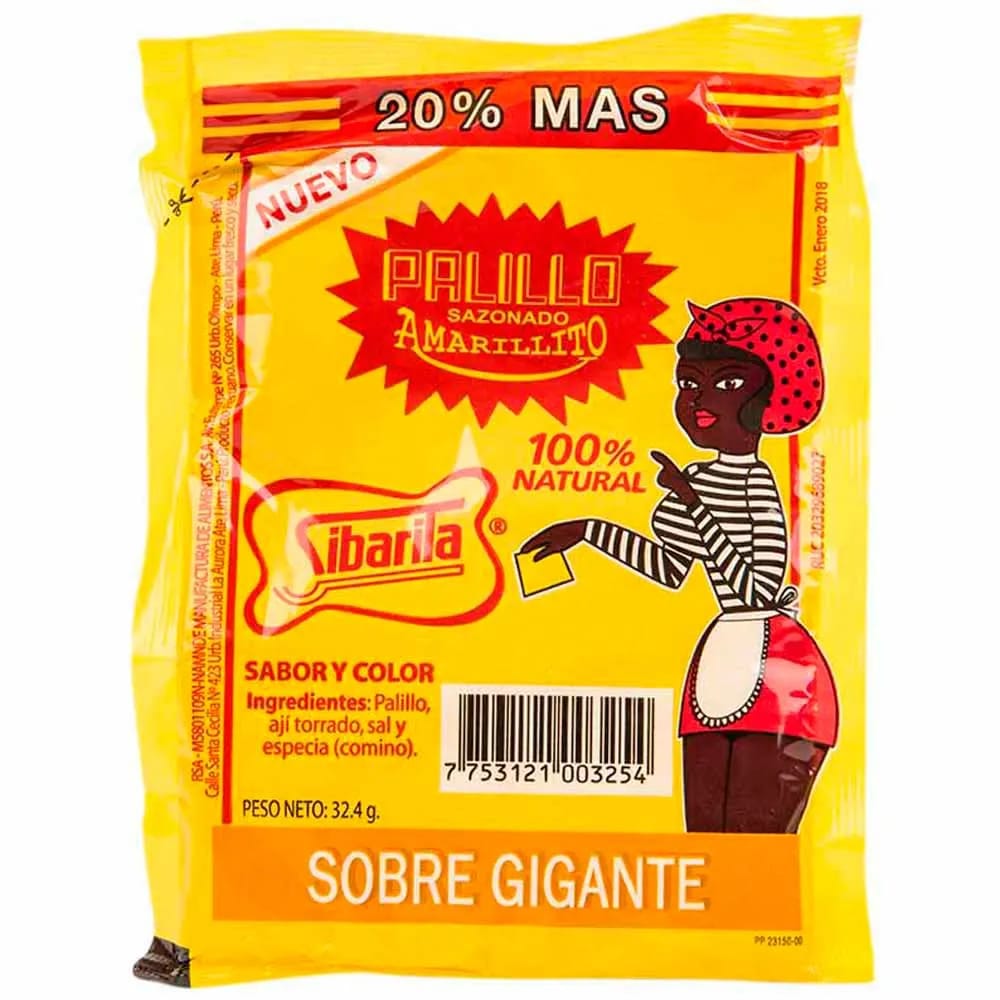 Condimento SIBARITA Palillo amarillito Sobre 32.4Gr
