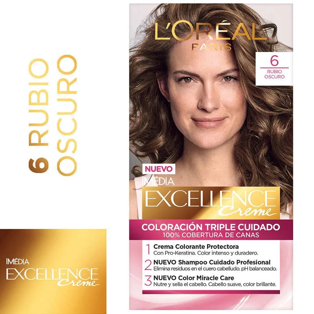 Tinte para Cabello EXCELLENCE Creme 6 Rubio Oscuro Chocolate Caja 1un