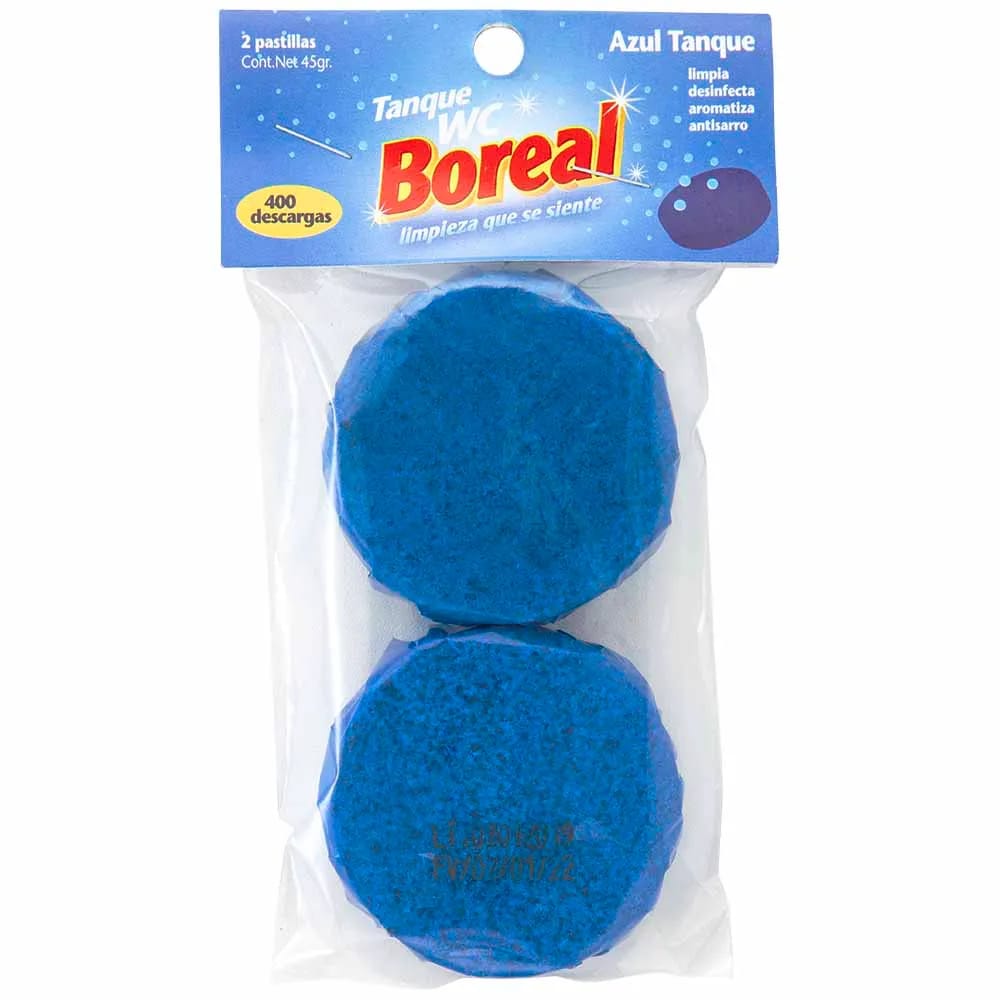 Desinfectante de Baño BOREAL Pastilla Tanque Bolsa 45g Paquete 2un