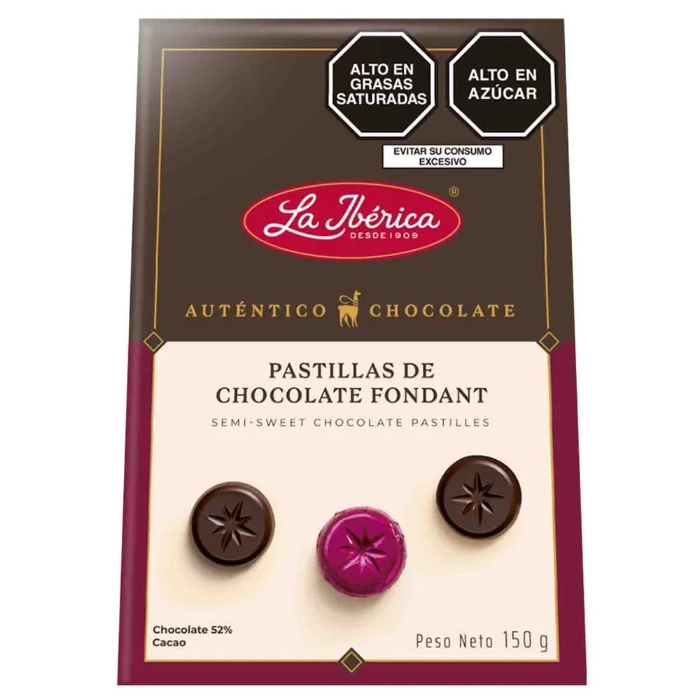 Chocolate LA IBÉRICA PASTILLAS FONDANDT Semi dulce sin leche Caja 150g