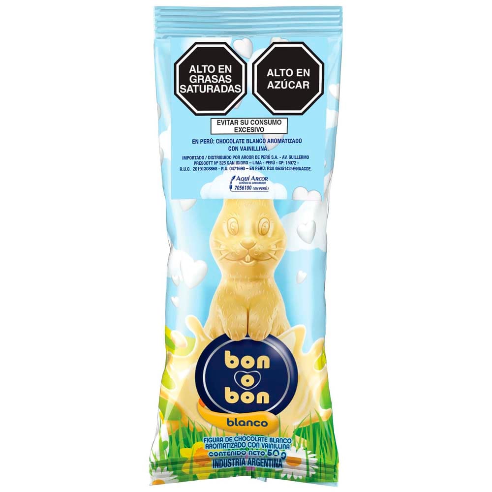 Conejo de Chocolate Blanco BON O BON Bolsa 50g