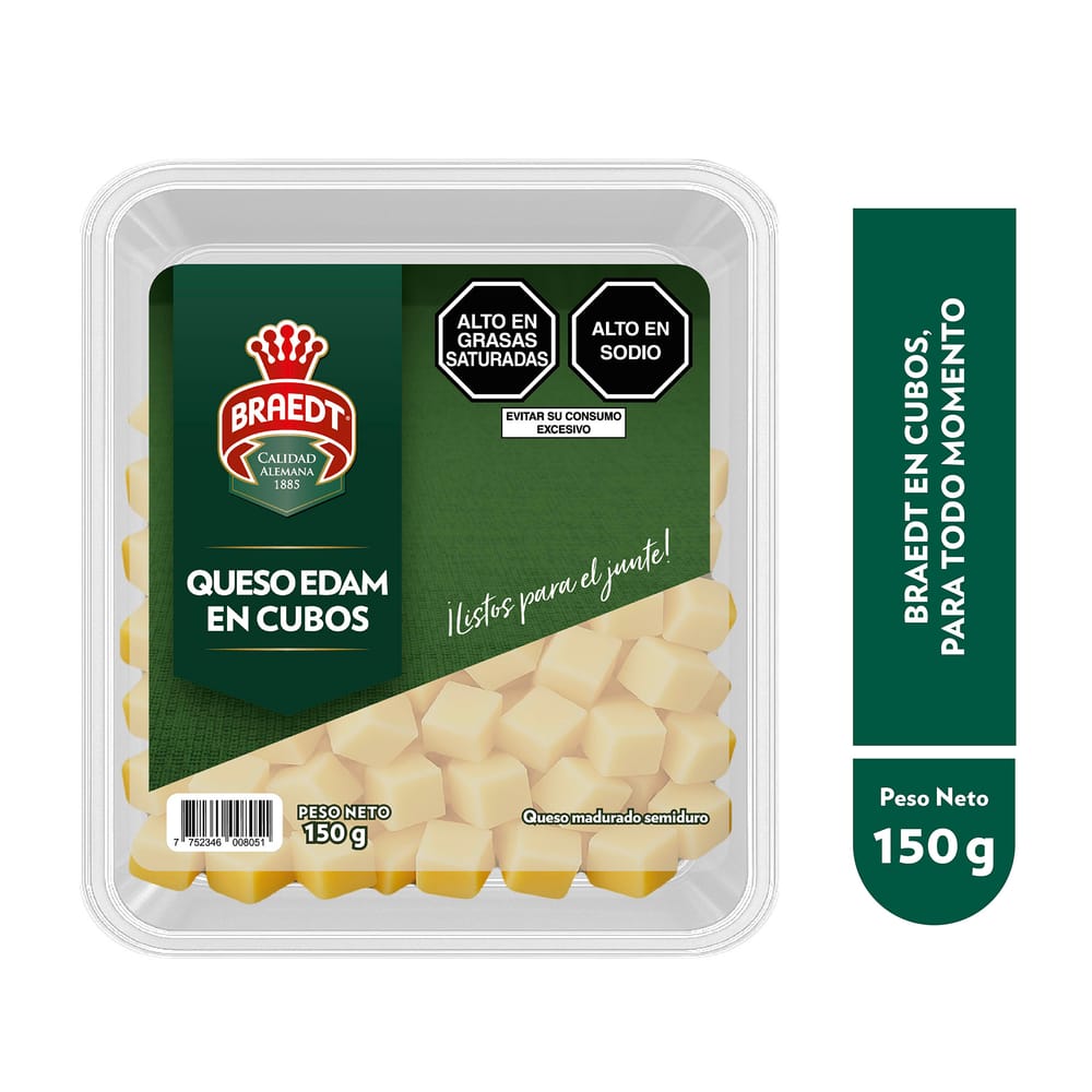 Queso Edam en Cubos BRAEDT Paquete 150g