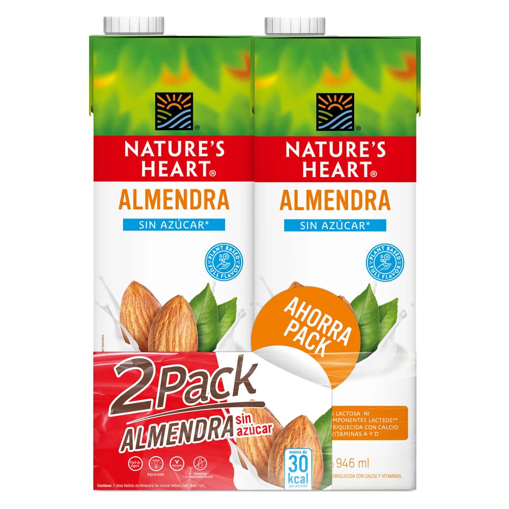 Bebida de Almendra sin Azúcar NATURES HEART Caja 946ml Paquete 2un
