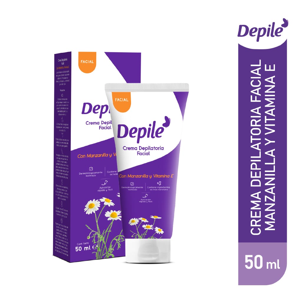 Crema Depilatoria Facial DEPILÉ Manzanilla y Vitamina Frasco 50ml