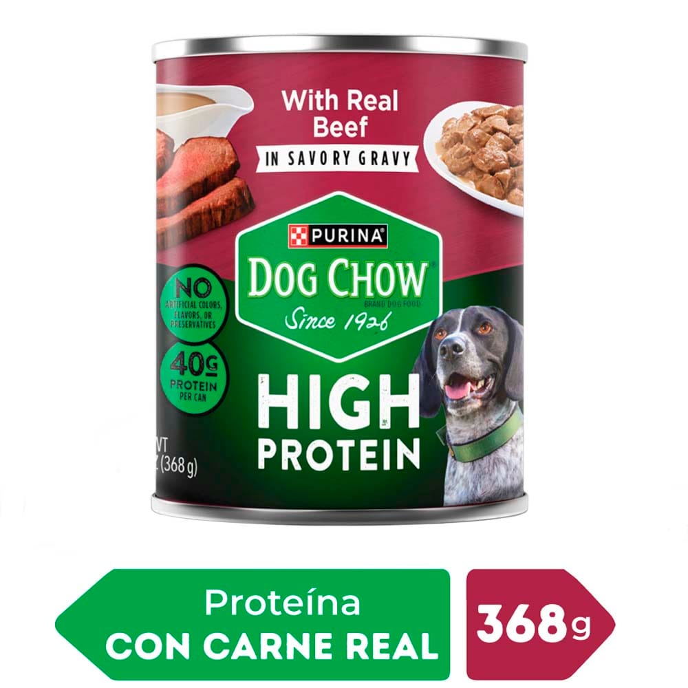 Alimento Húmedo para Perro DOG CHOW High Protein Sabor Carne Lata 368g