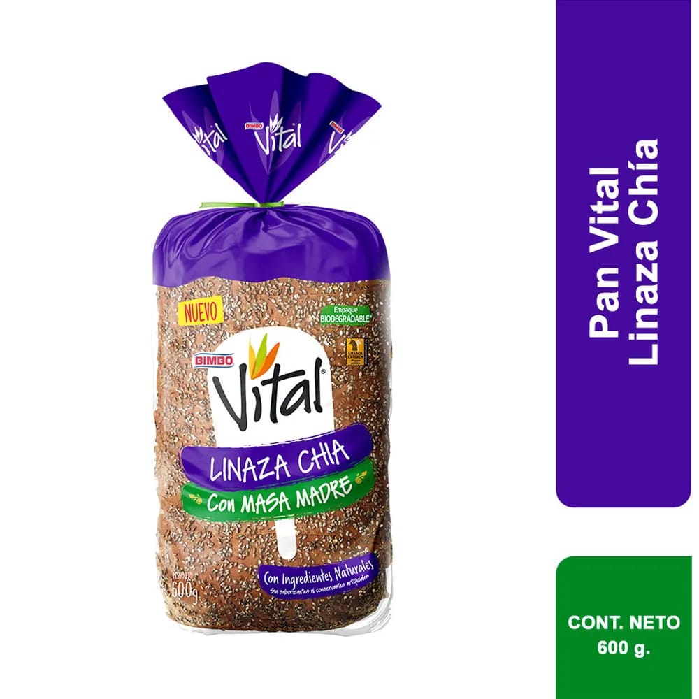 Pan de Molde Integral BIMBO Vital Multicereal Bolsa 600g