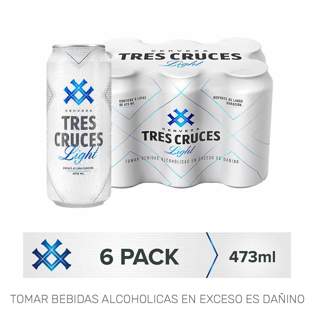 Cerveza Light TRES CRUCES Lata 473ml Paquete 6un