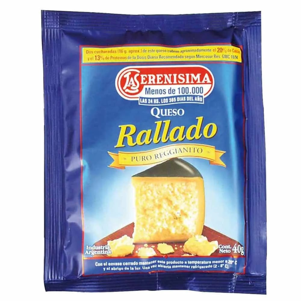 Queso Rallado LA SERENÍSIMA Sobre 40g