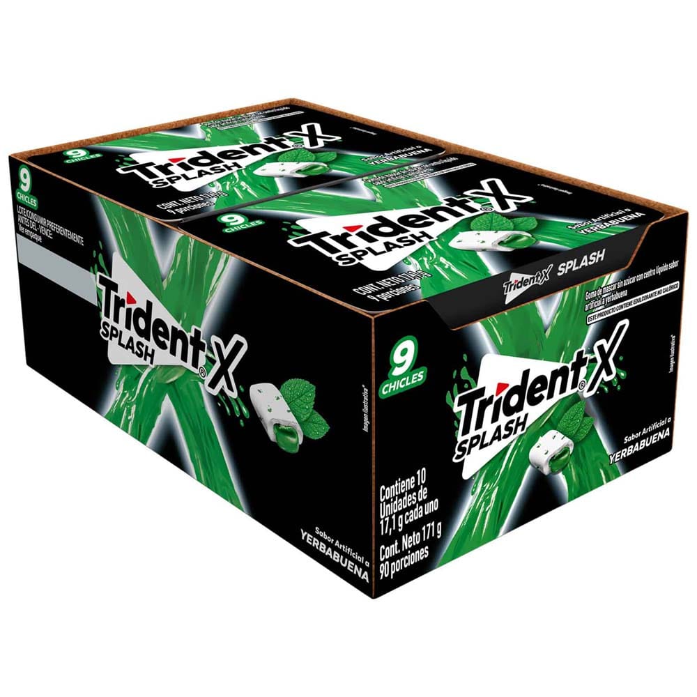 Goma de Mascar TRIDENT X Splash Sabor a Yerbabuena Caja 10 un x 17.1g