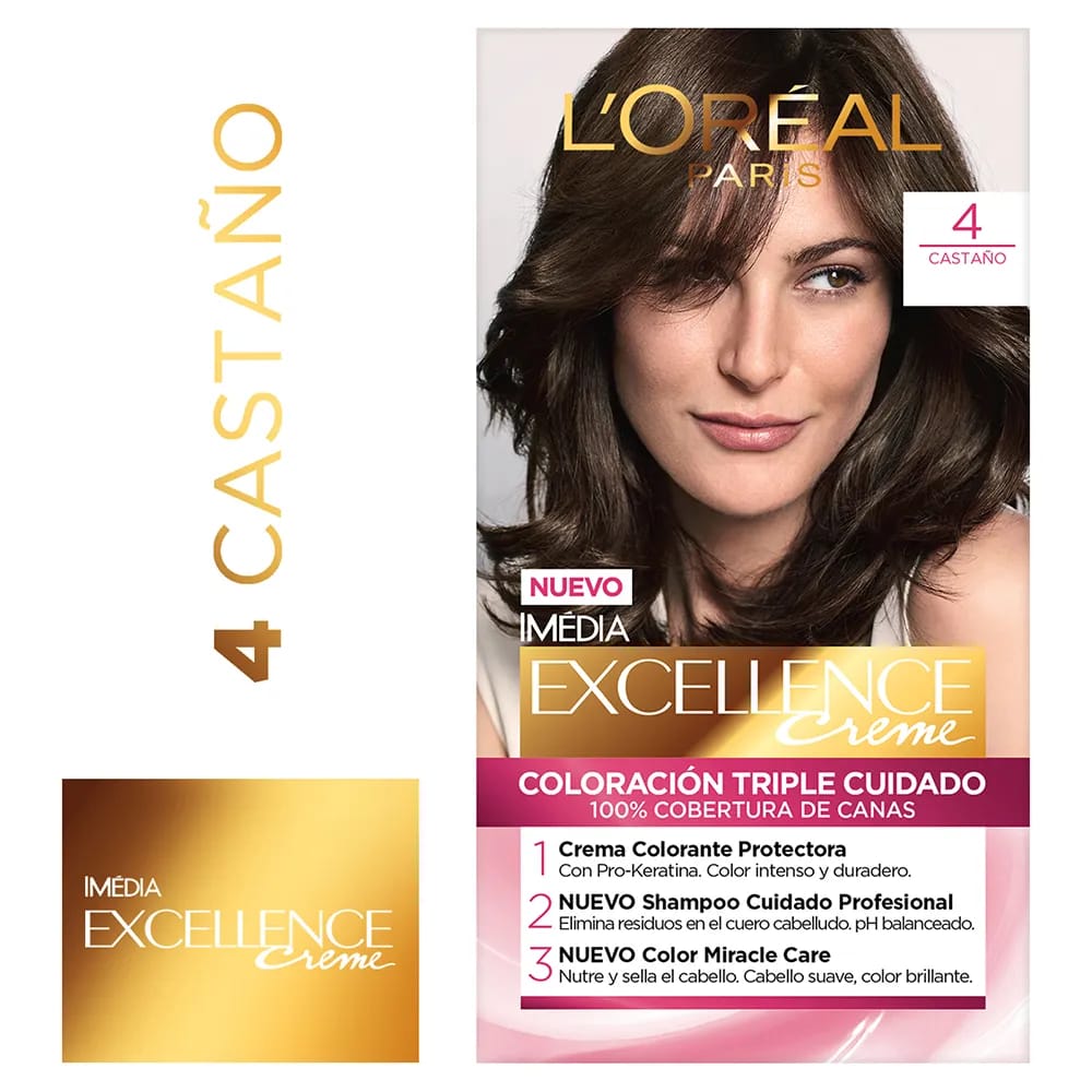 Tinte para Cabello L'ORÉAL Excellence 4 Castaño Caja 1un