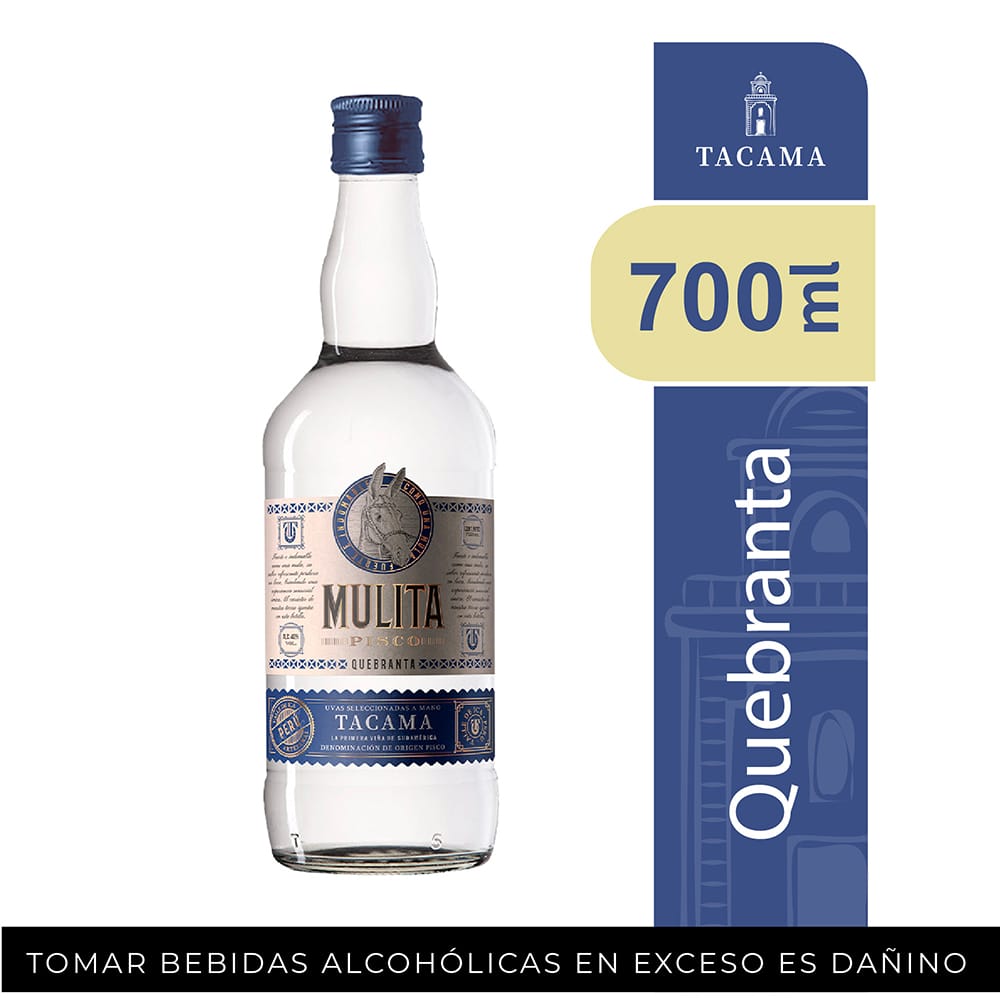 Pisco TACAMA Quebranta Mulita Botella 700ml