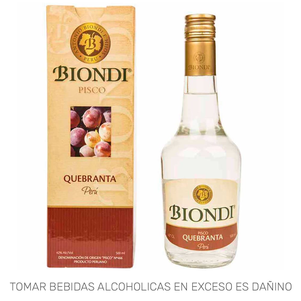 Pisco BIONDI Quebranta Botella 500ml