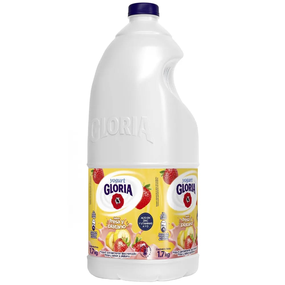 Yogurt Parcialmente Descremado GLORIA Fresa y Plátano Galonera 1.6Kg
