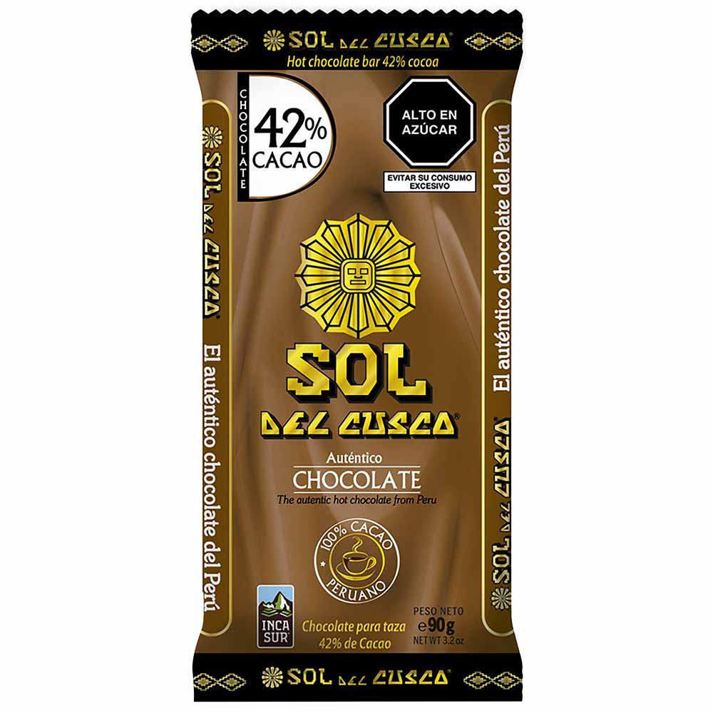 Chocolate para Taza SOL DEL CUSCO 42% Cacao Tableta 90gr