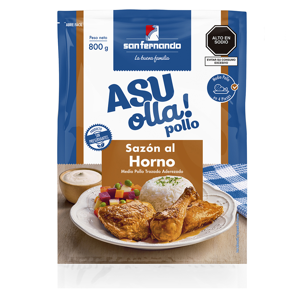 Pollo Trozado Asu Olla! Sazón Horno Empaque 800g