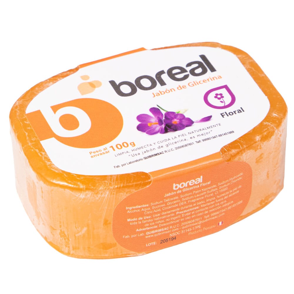 Jabón de Tocador BOREAL Glicerina Floral Bolsa 100g