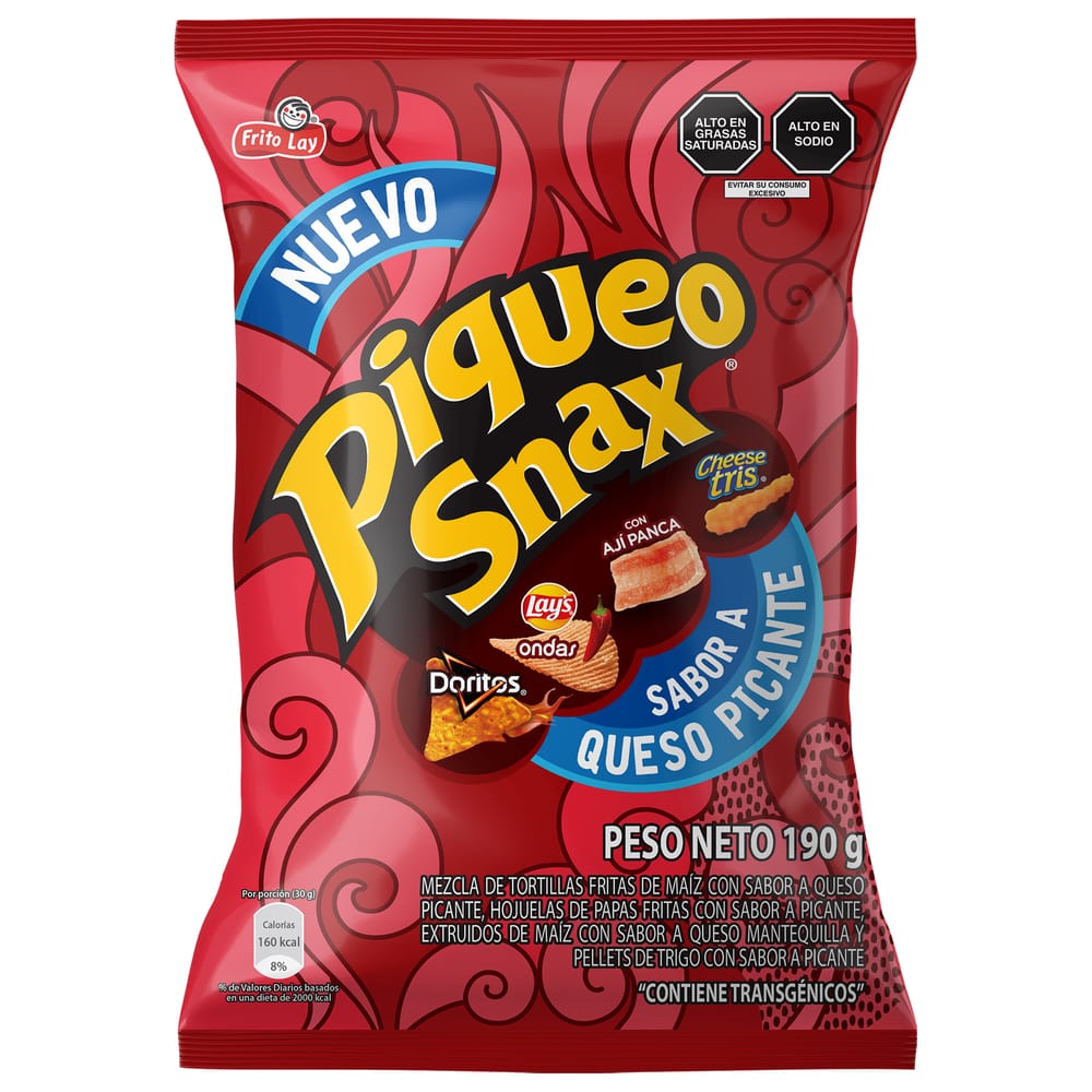 Snack PIQUEO Snax Sabor Queso Picante Bolsa 190g