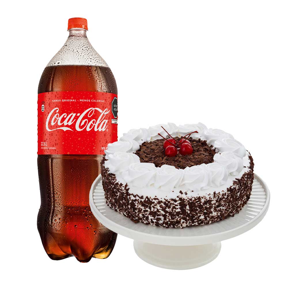 Pack Torta Selva Negra Mediana LA FLORENCIA 1un + Gaseosa COCA COLA Original Botella 3L