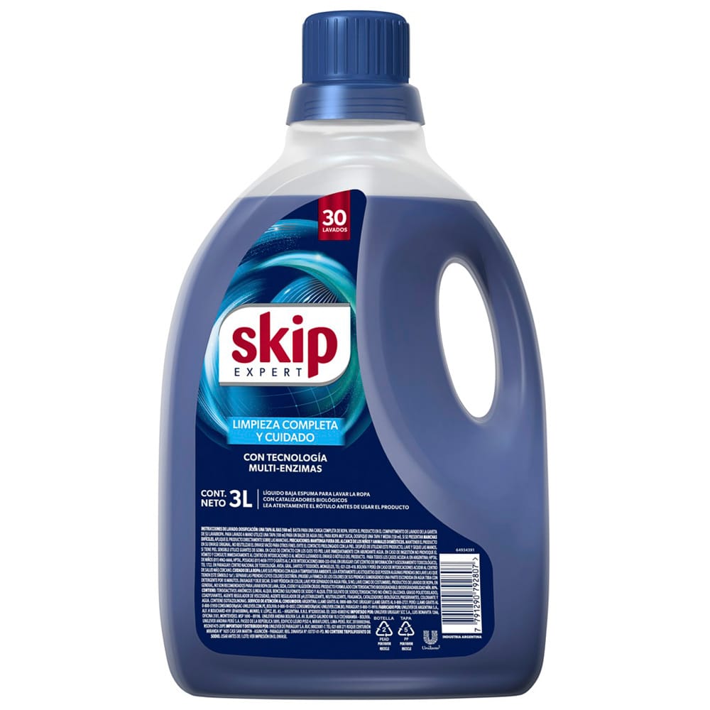 Detergente Líquido SKIP Bio Enzimas Botella 3L