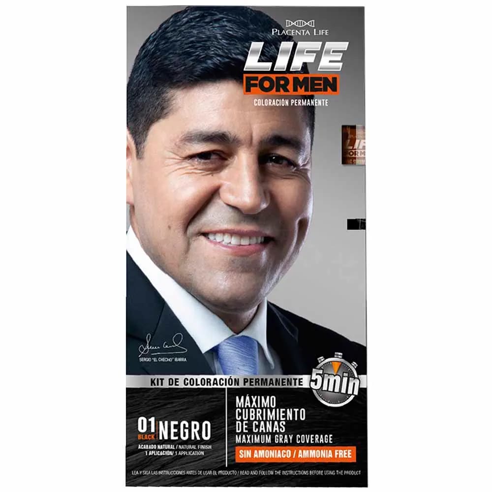 Tinte para Cabello LIFE FOR MEN 01 Negro Caja 7un