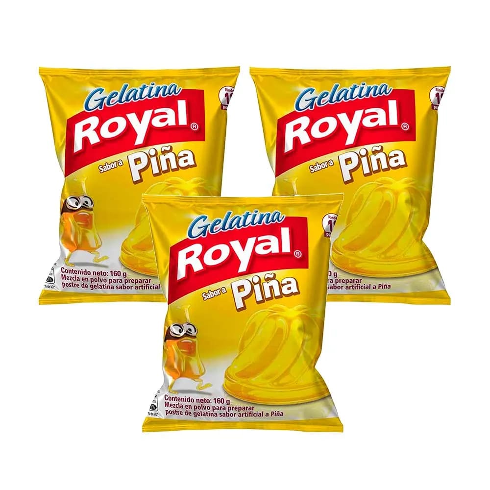 Pack Gelatina ROYAL Sabor a Piña Bolsa 160g x 3un