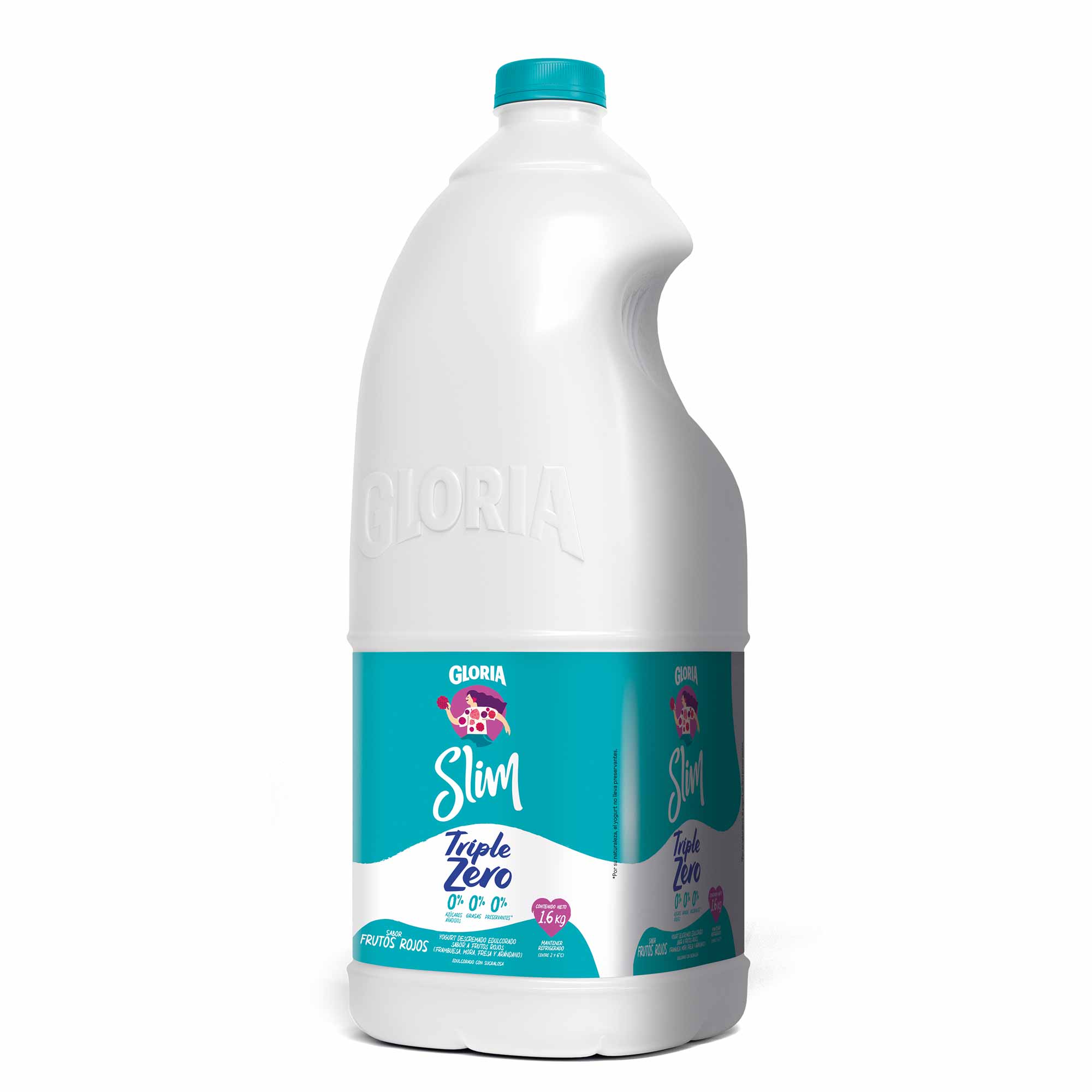 Yogurt GLORIA Slim Triple Zero Sabor a Frutos Rojos Botella 1.6Kg