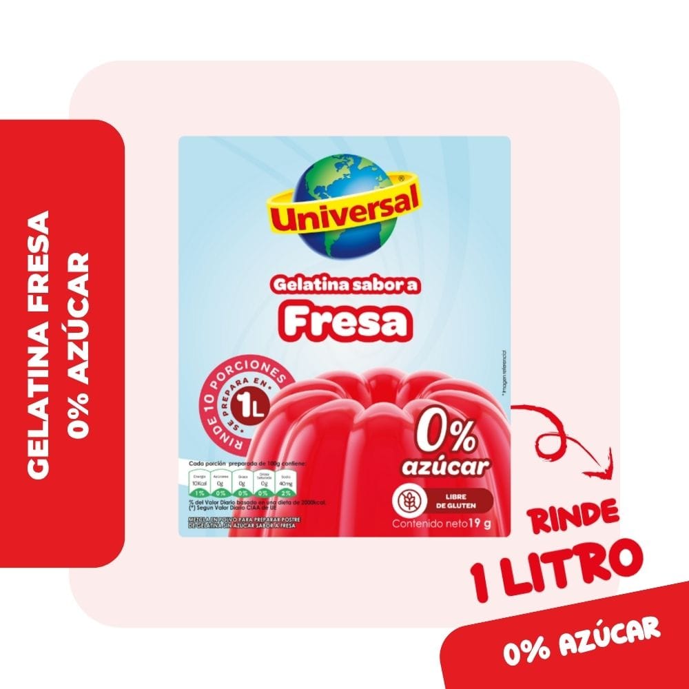 Gelatina UNIVERSAL Sabor a Fresa Caja 19g
