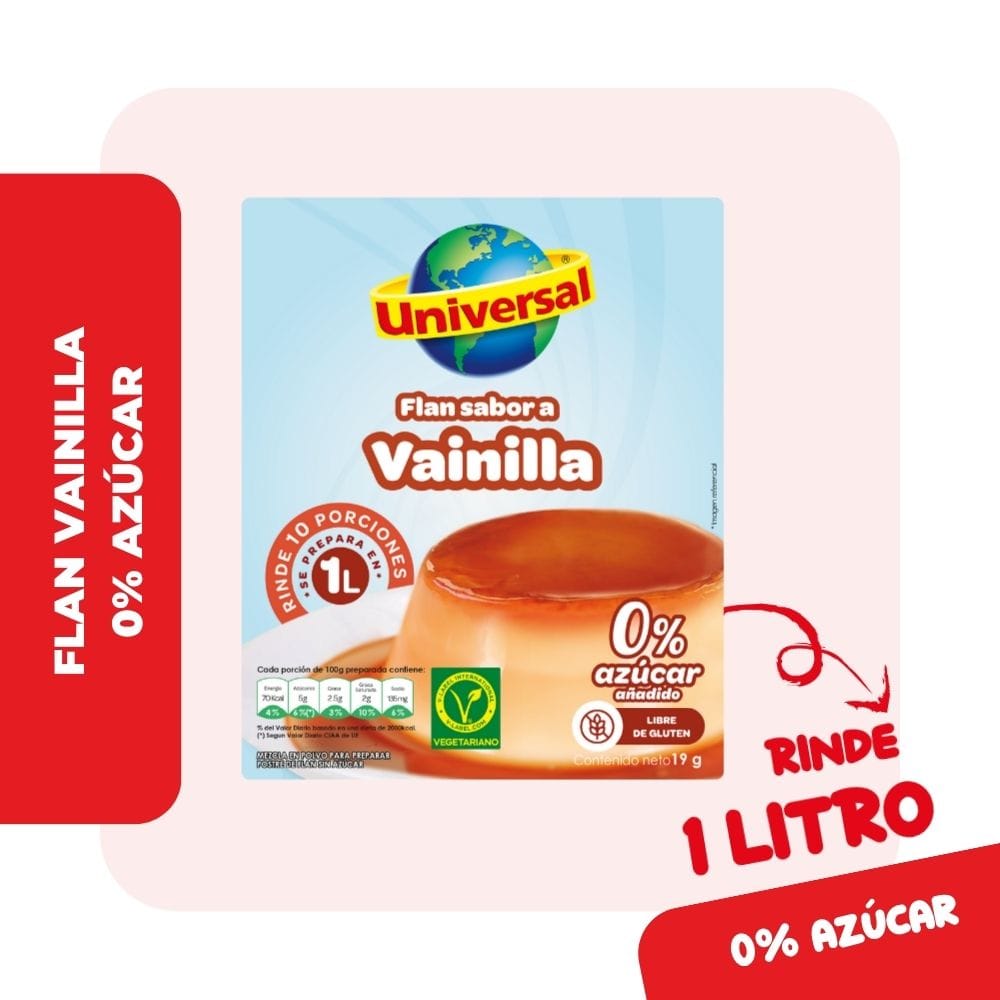 Flan Diet UNIVERSAL Sabor a Vainilla Caja 19g